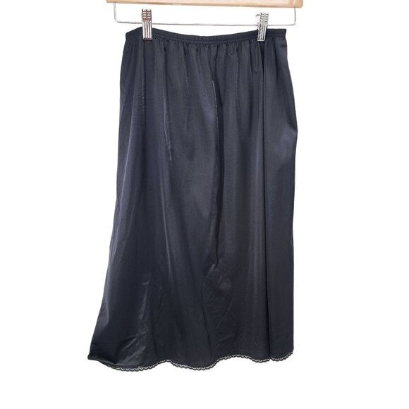 Vintage VTG Vanity Fair Womens Half Slip Skirt 11760 Size L Black Nylon Lace Tri - Picture 7 of 7